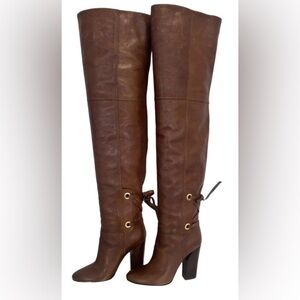 Casadei Brown Leather thigh High Boots size 39